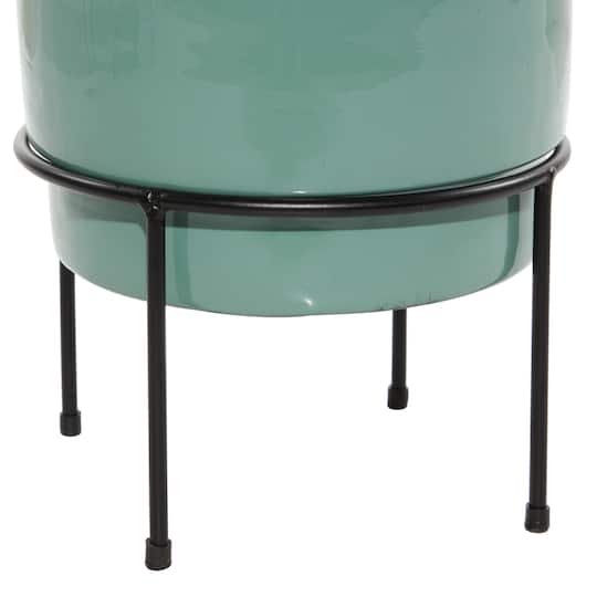 Teal Metal Contemporary Planter Set